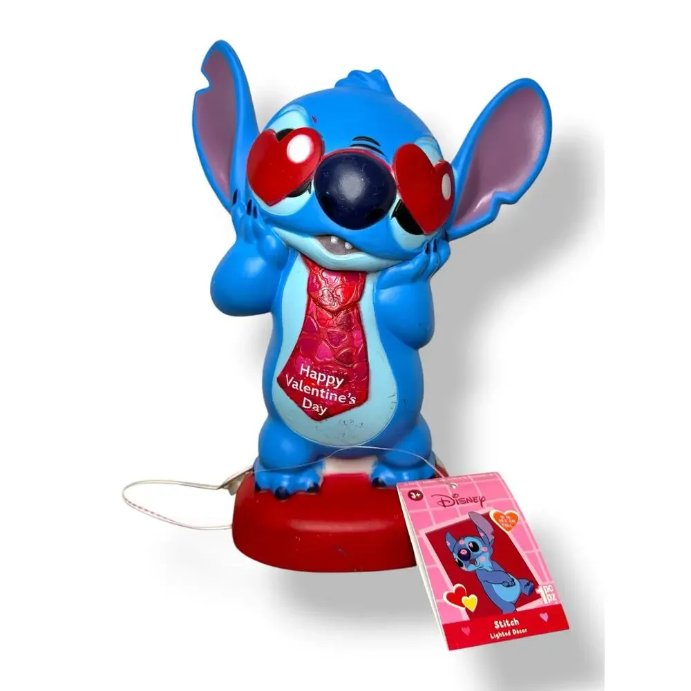 Disney Stitch Valentine's Day Lighted‎ Blow Mold Decor 12” NEW